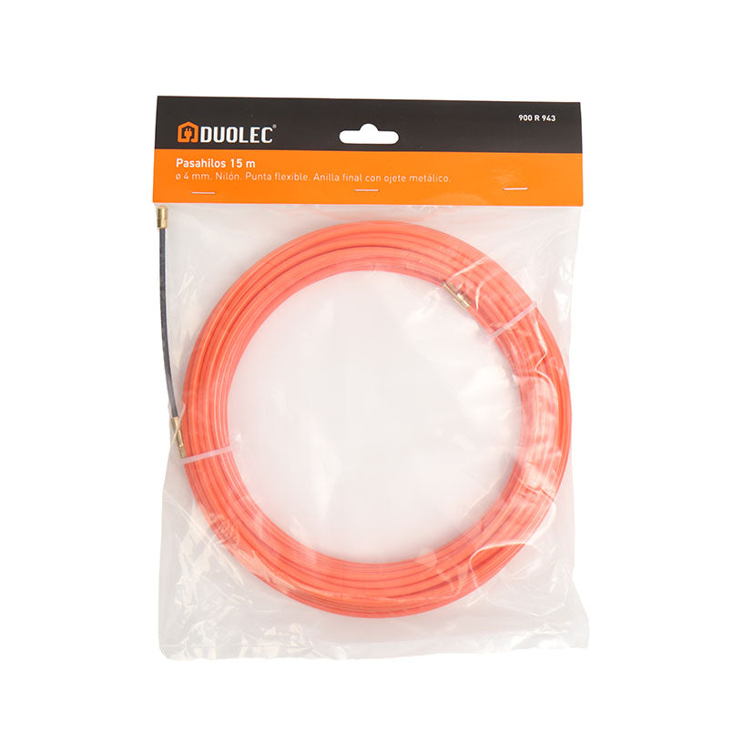 Embalaje original del pasahilos DUOLEC de 15 metros con cabezal flexible y especificaciones