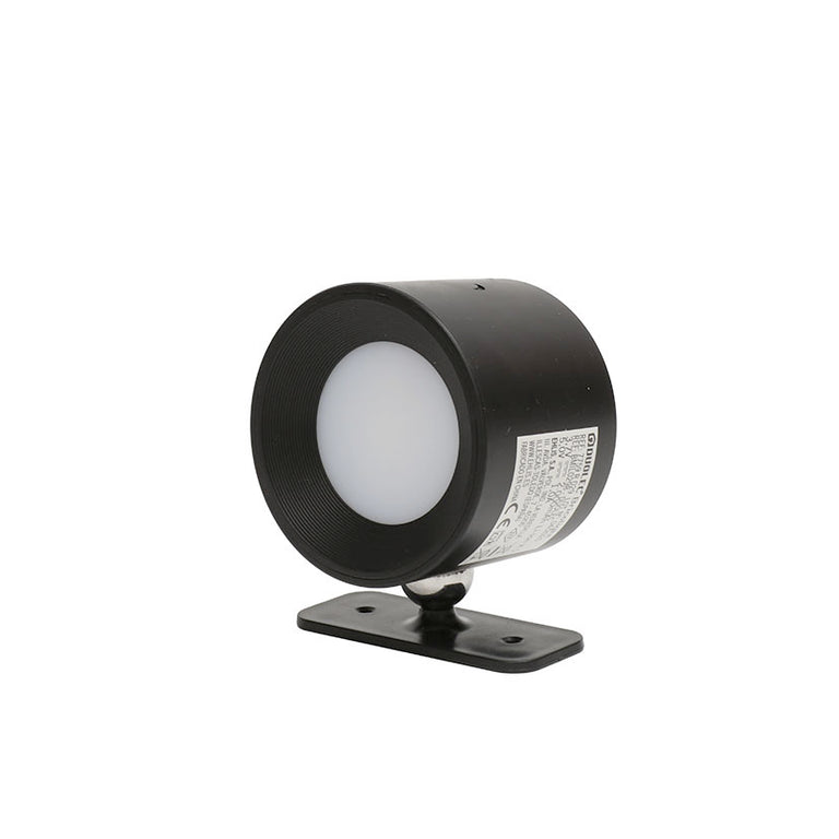 Aplique LED circular negro DUOLEC Bricolight con base orientable de rótula y difusor frontal blanco