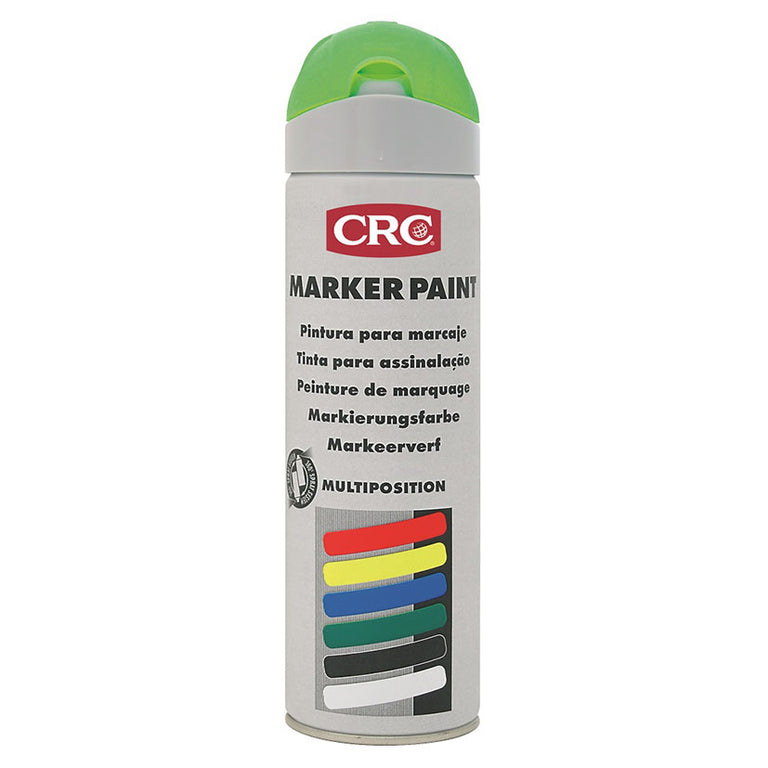 Spray de pintura de marcaje CRC Markerpaint verde fluorescente 500ml con válvula multiposición