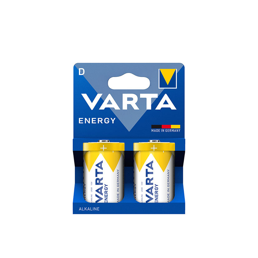 Blíster de 2 unidades de pilas alcalinas VARTA Energy tipo D LR20 para dispositivos de gran tamaño