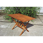 Mesa de terraza plegable con estructura en X de madera de acacia