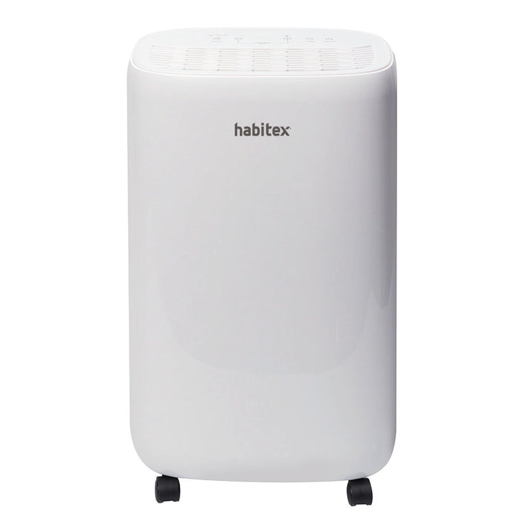 Vista frontal del deshumidificador Habitex H10001 de diseño compacto y moderno para hogar