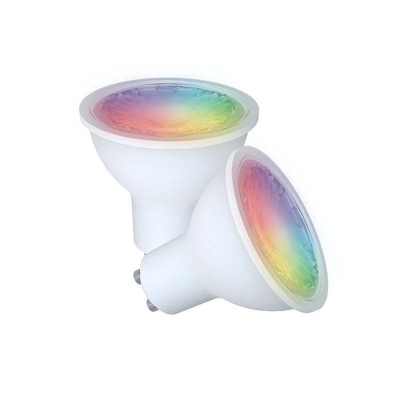 Dos bombillas LED inteligentes Energeeks casquillo GU10 con efecto de luz multicolor RGB