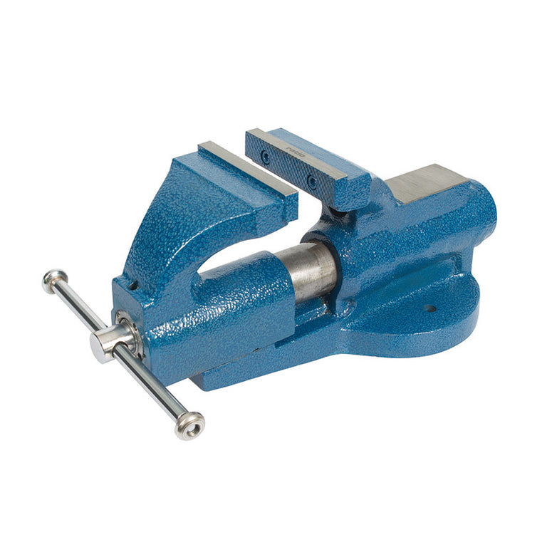 Tornillo de banco cerrajero RATIO 7977 azul con guía redonda y yunque de acero fundido