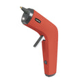 Pistola termoencoladora a batería RATIO R-PB15 color naranja con boquilla de precisión y luz LED frontal
