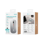 Empaque del ratón dual UNICO MS21119 destacando batería de 500mAh y carga Type-C