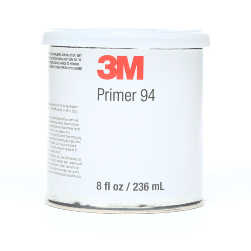 Bote de imprimación 3M Primer 94 de 236 ml para mejorar la adhesión de cintas adhesivas en superficies difíciles.