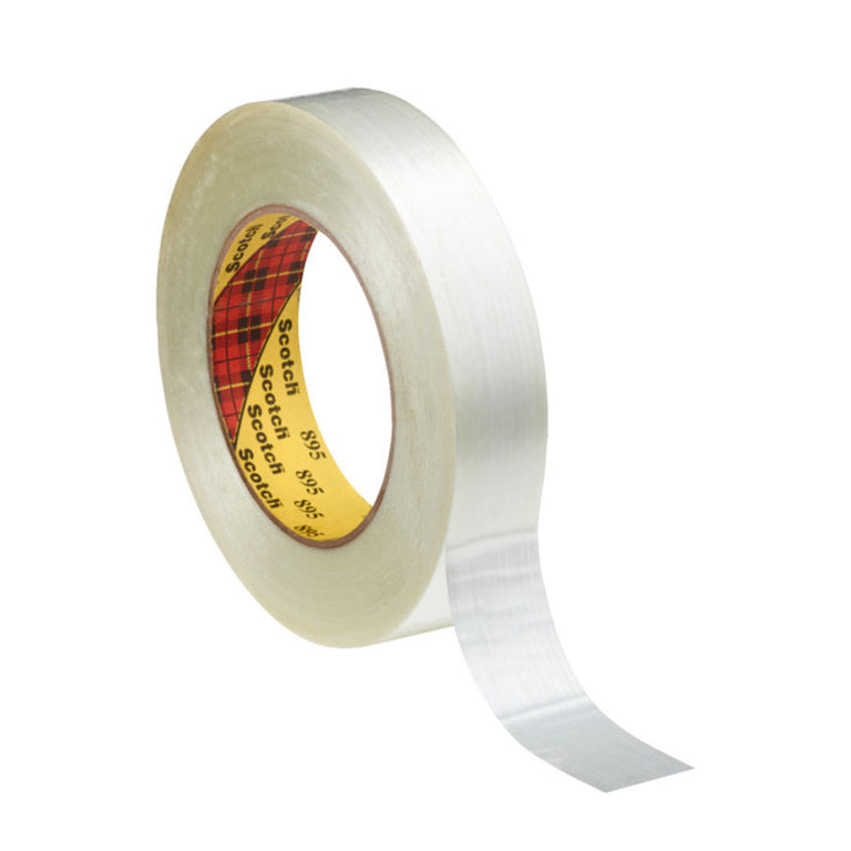 Cinta de filamentos Scotch 895 de 3M transparente reforzada para embalaje industrial y cargas pesadas