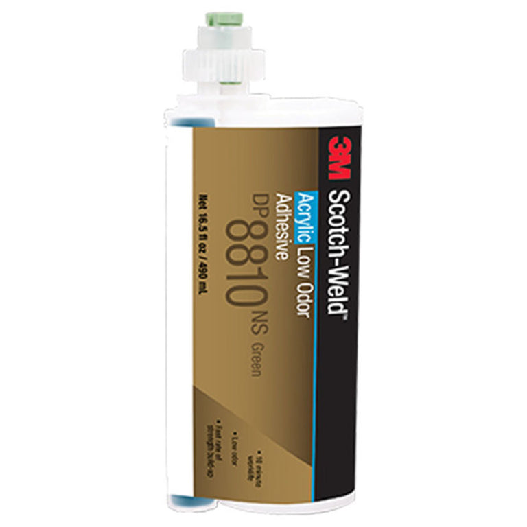 Cartucho de adhesivo acrílico 3M Scotch-Weld DP8810NS verde de bajo olor para aplicaciones industriales.