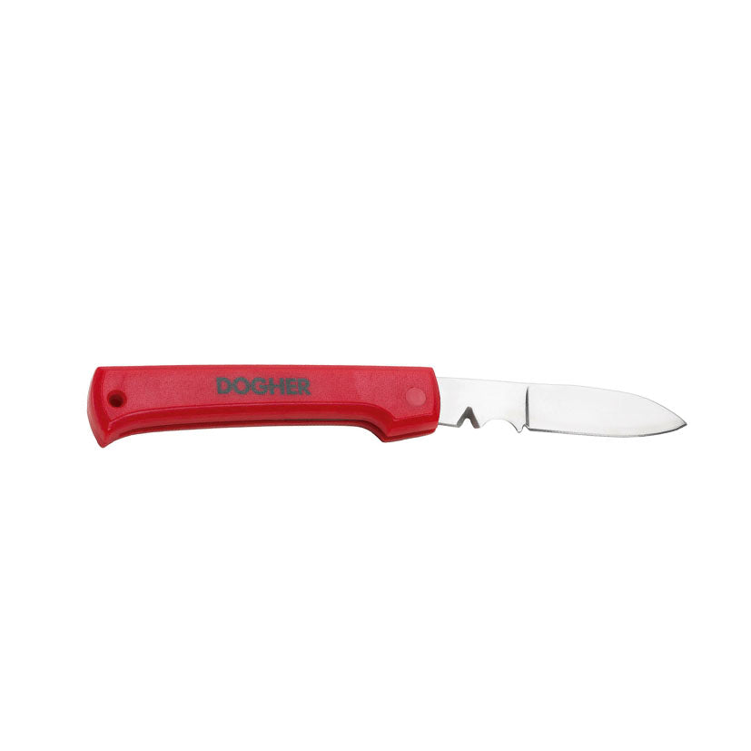 Navaja para electricista DOGHER 296-021 con hoja de acero inoxidable y mango rojo ergonómico