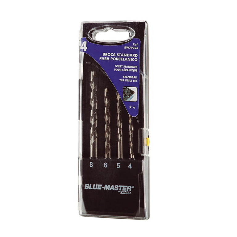 Estuche de 4 brocas Blue-Master para gres y porcelánico medidas 4, 5, 6 y 8 mm