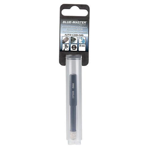 Blíster de broca de diamante Blue-Master 8mm con sistema de auto-refrigeración por parafina vegetal para gres.