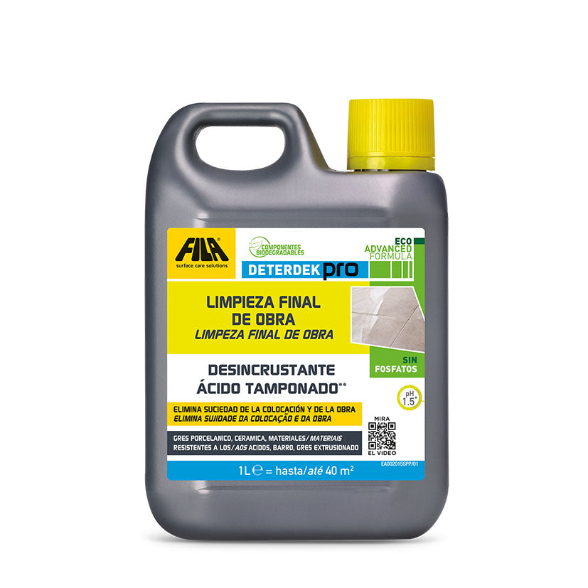 DETERDEK PRO FILA: Limpiador Desincrustante Acido Tamponado Final de Obra 1l