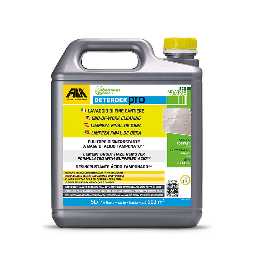 DETERDEK PRO FILA: Limpiador Desincrustante Acido Tamponado Final de Obra 5l