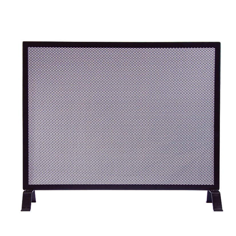 Salvachispas de chimenea negro con malla romboidal y patas estables de acero, 66,5x55 cm