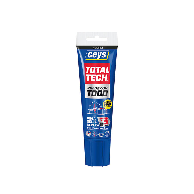 Adhesivo sellador Ceys Total Tech 125 ml color negro alta polivalencia para pegar y sellar