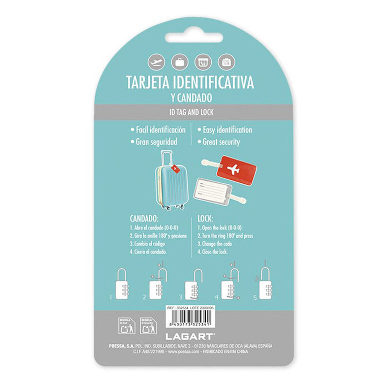 Instrucciones de configuración del candado de combinación y tarjeta identificativa para maletas Lagart