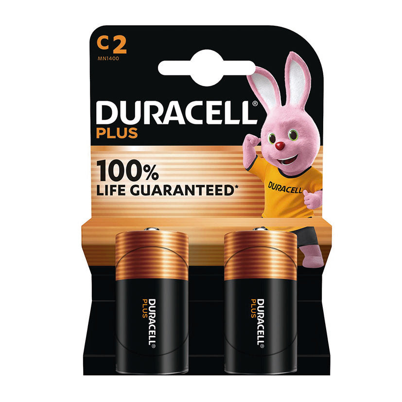 Pack de 2 pilas alcalinas Duracell Plus tipo C LR14 de 1.5V