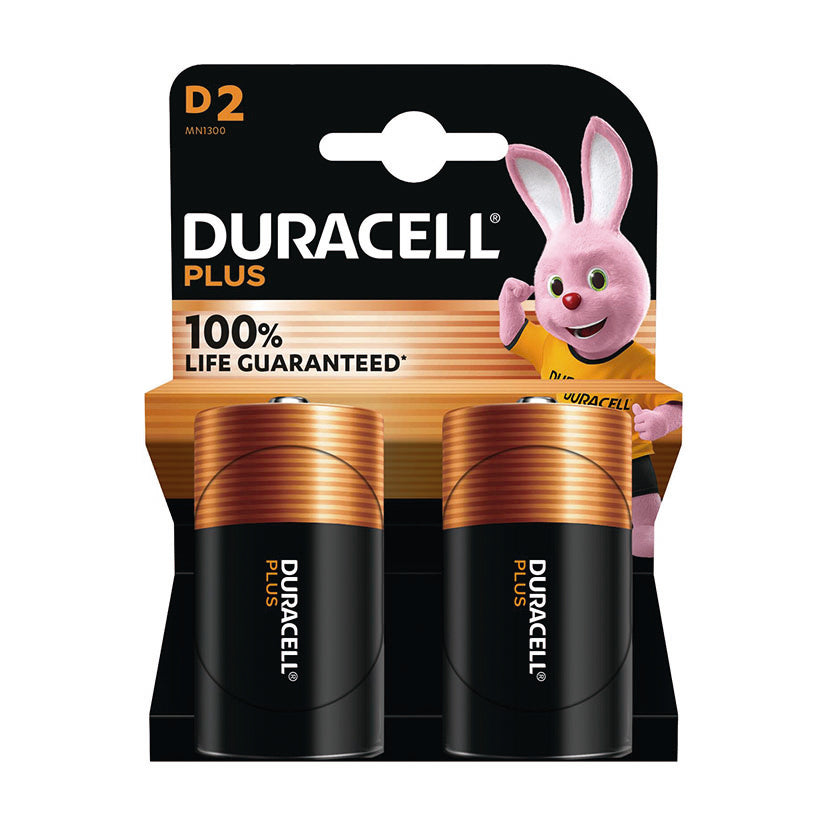 Blíster de 2 pilas alcalinas Duracell Plus tipo D LR20 de 1.5V