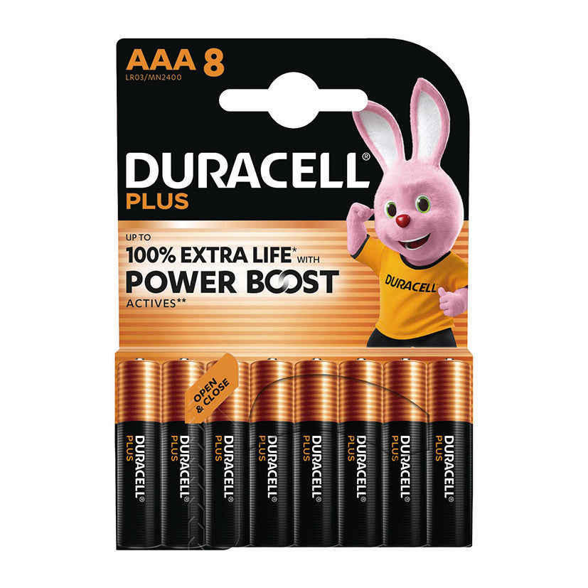 Pack ahorro de 8 pilas Duracell Plus AAA LR03 con ingredientes activos Power Boost