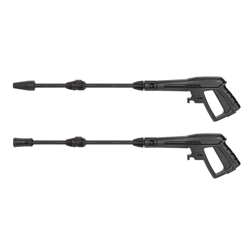 Detalle de la pistola de alta presión y lanzas intercambiables para hidrolimpiadora RATIO.