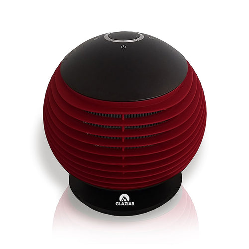 Calefactor cerámico HJM Calima 1500W con diseño esférico moderno en color rojo y negro