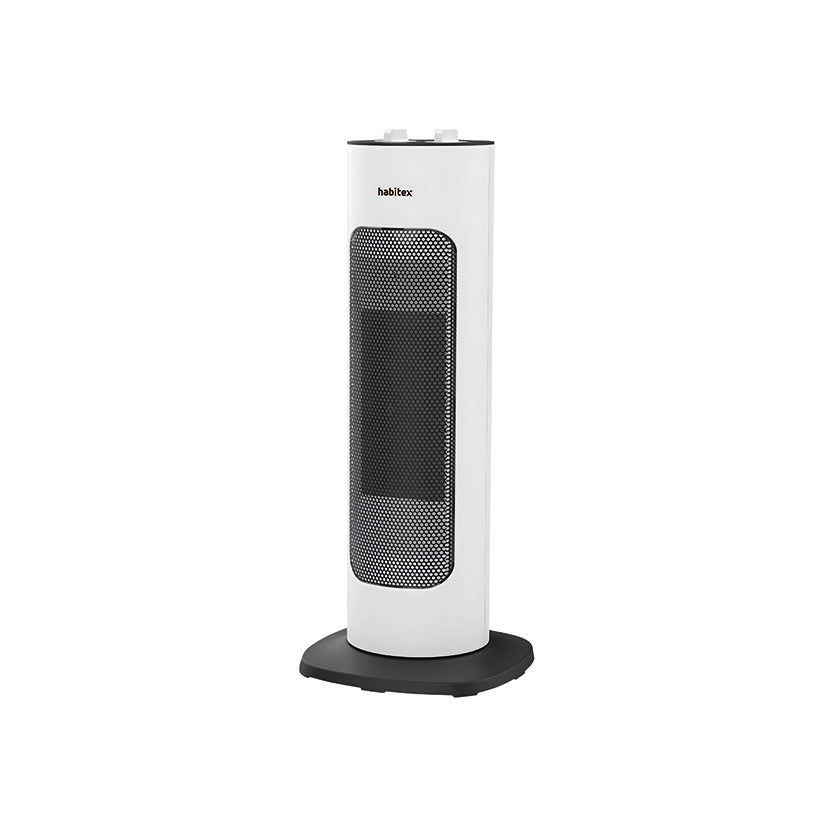 Calefactor cerámico de torre HABITEX HQ701 blanco y negro con termostato regulable y rejilla frontal