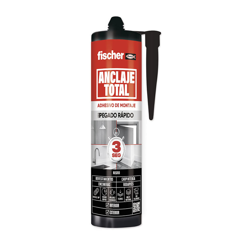 Adhesivo Fischer Anclaje Total Negro 290ml multi-material de alta resistencia 500kg/m2