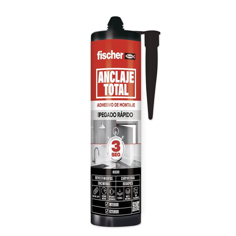 Adhesivo Fischer Anclaje Total Negro 290ml multi-material de alta resistencia 500kg/m2