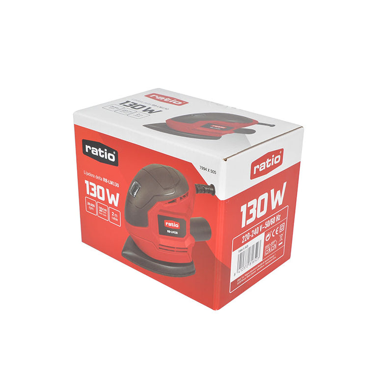 Caja de presentación de la lijadora delta RATIO Basic RB-LM130 130W