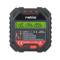 Comprobador de enchufes digital RATIO HT-107D con pantalla LCD y códigos de error LED.