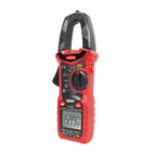 Pinza amperimétrica digital RATIO HT-206D roja y negra con pantalla LCD y selector giratorio de funciones