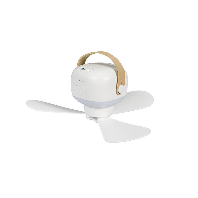 Mini ventilador portátil Habitex V20 blanco con asa de transporte y 3 aspas