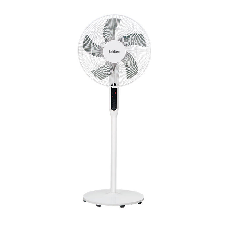 Ventilador de pie HABITEX VPM40 blanco con 5 aspas y base redonda estable