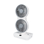 Ventilador portátil Habitex V10 plegado en posición vertical mostrando su diseño compacto y articulado