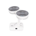 Ventilador de sobremesa Habitex V10 con cabezales inclinados hacia arriba y luz LED integrada en la base