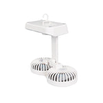 Ventilador dual USB Habitex V10 blanco con dos cabezales orientables y base con botones de control