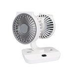 Ventilador dual USB Habitex V10 blanco con dos cabezales orientables y base con botones de control