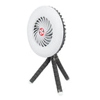 Ventilador portátil HABITEX V30 montado sobre su trípode flexible negro para uso estable en superficies planas.