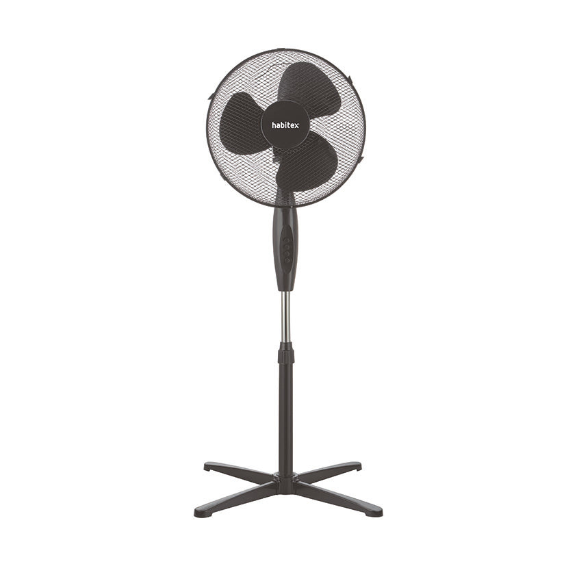 Ventilador de pie HABITEX VP06+ color negro con 3 aspas y rejilla de seguridad