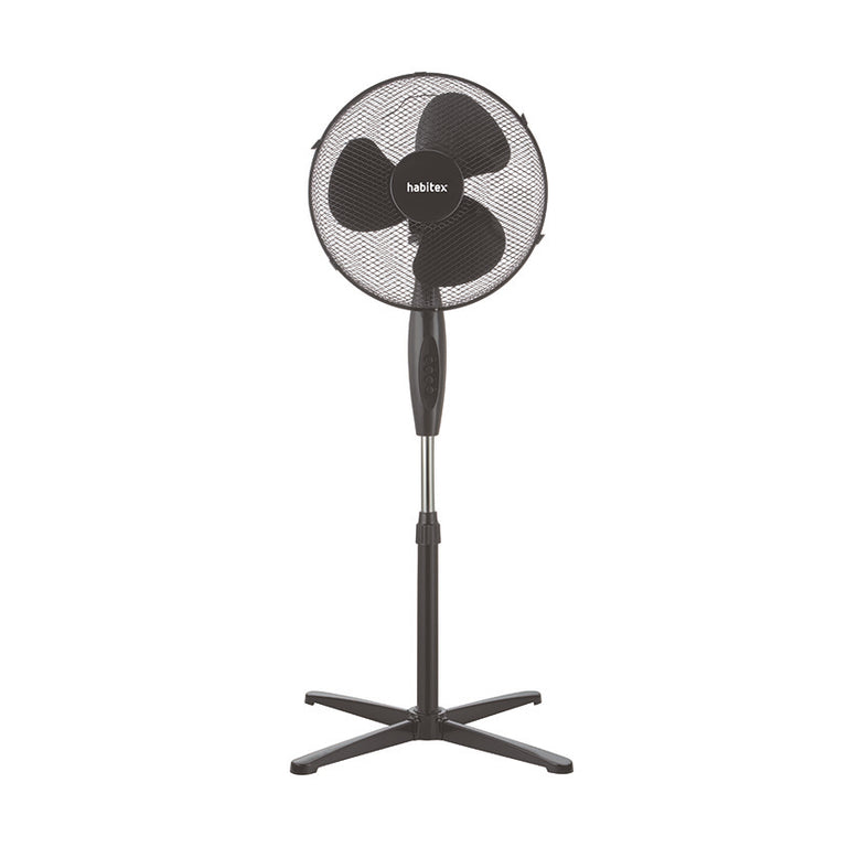 Ventilador de pie HABITEX VP06+ color negro con 3 aspas y rejilla de seguridad