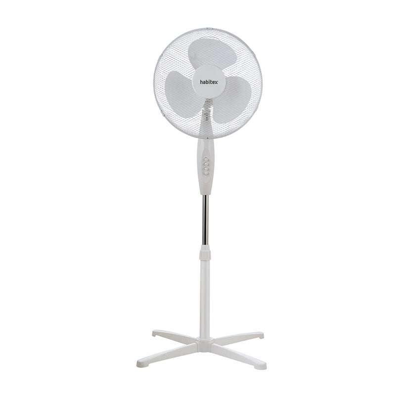 Ventilador de pie HABITEX VP07+ color blanco con base en cruz y cabezal de 40 cm