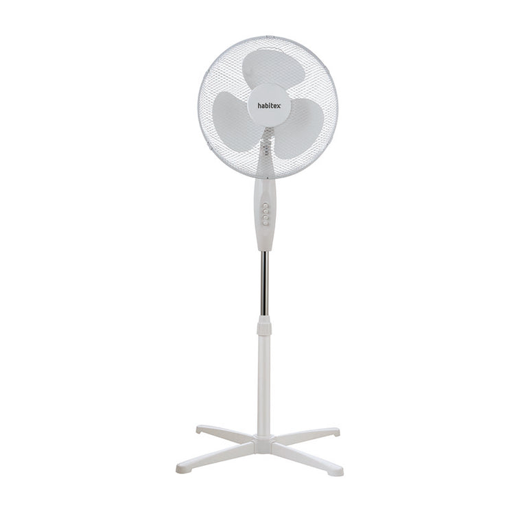 Ventilador de pie HABITEX VP07+ color blanco con base en cruz y cabezal de 40 cm
