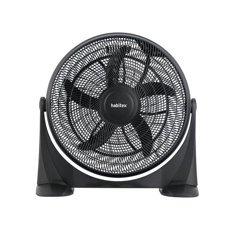 Ventilador de suelo negro Habitex VS50 con cabezal inclinable de 50 cm y 3 velocidades