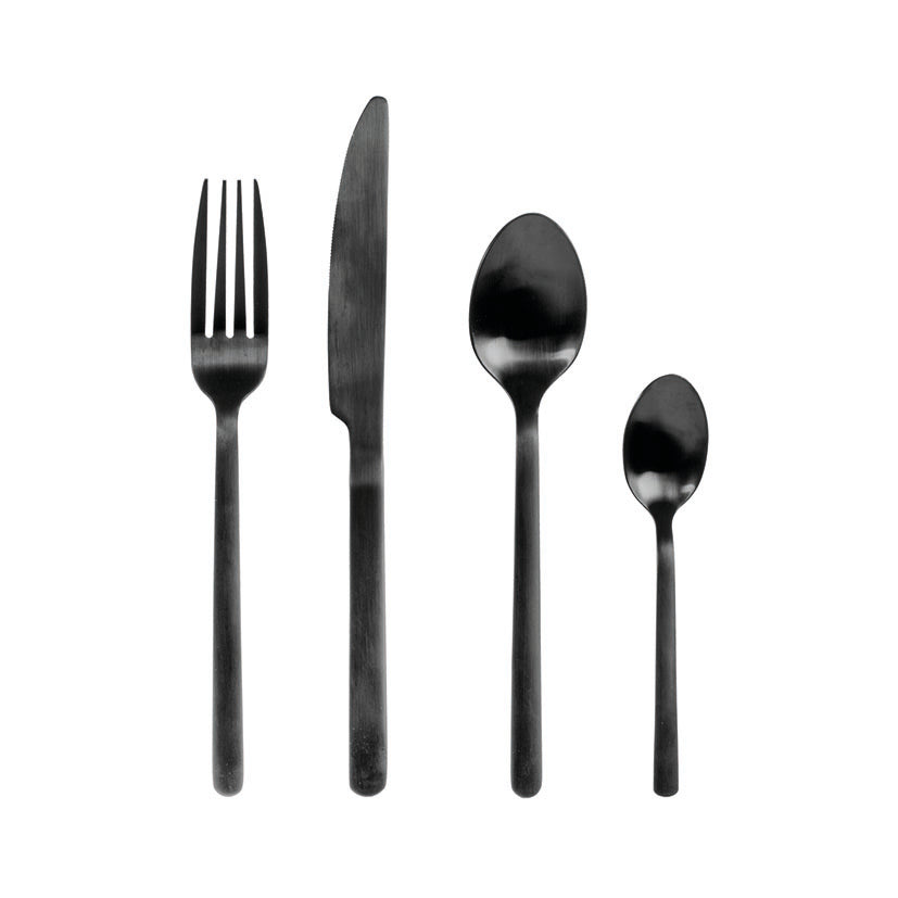 Set de cubiertos Pengo Pulse de 24 piezas en acero inoxidable acabado negro mate