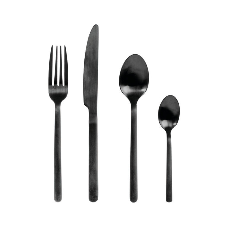 Set de cubiertos Pengo Pulse de 24 piezas en acero inoxidable acabado negro mate