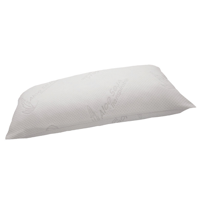 Almohada viscoelástica UNIQUE Aloe Soja con funda blanca transpirable de tejido Stretch