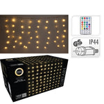Cortina LED decorativa 2x2 metros luz blanca cálida para exterior e interior con control remoto.