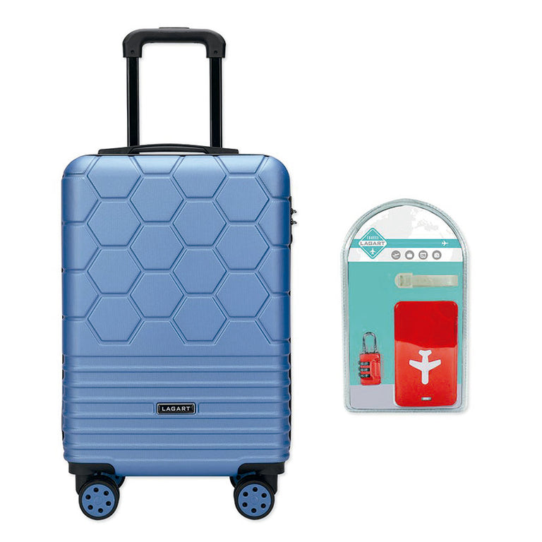 Maleta trolley Lagart 20 pulgadas azul klein con kit de tarjeta identificativa y candado rojo