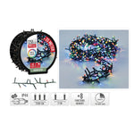 Luces de Navidad microcluster multicolor 1250 LED extendidas sobre superficie blanca